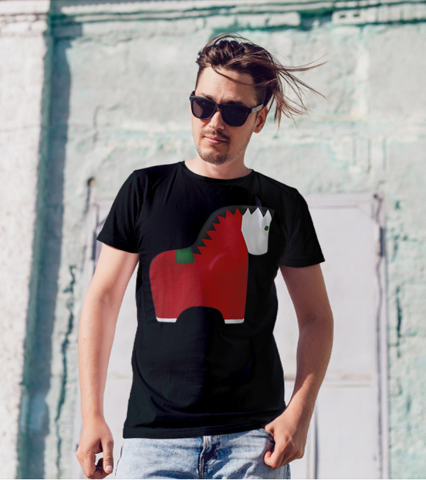 A Special Comic Horse Red Figurine With Black And White Mane T-Shirt
