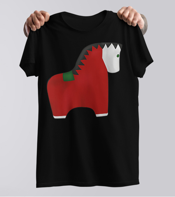 A Special Comic Horse Red Figurine With Black And White Mane T-Shirt
