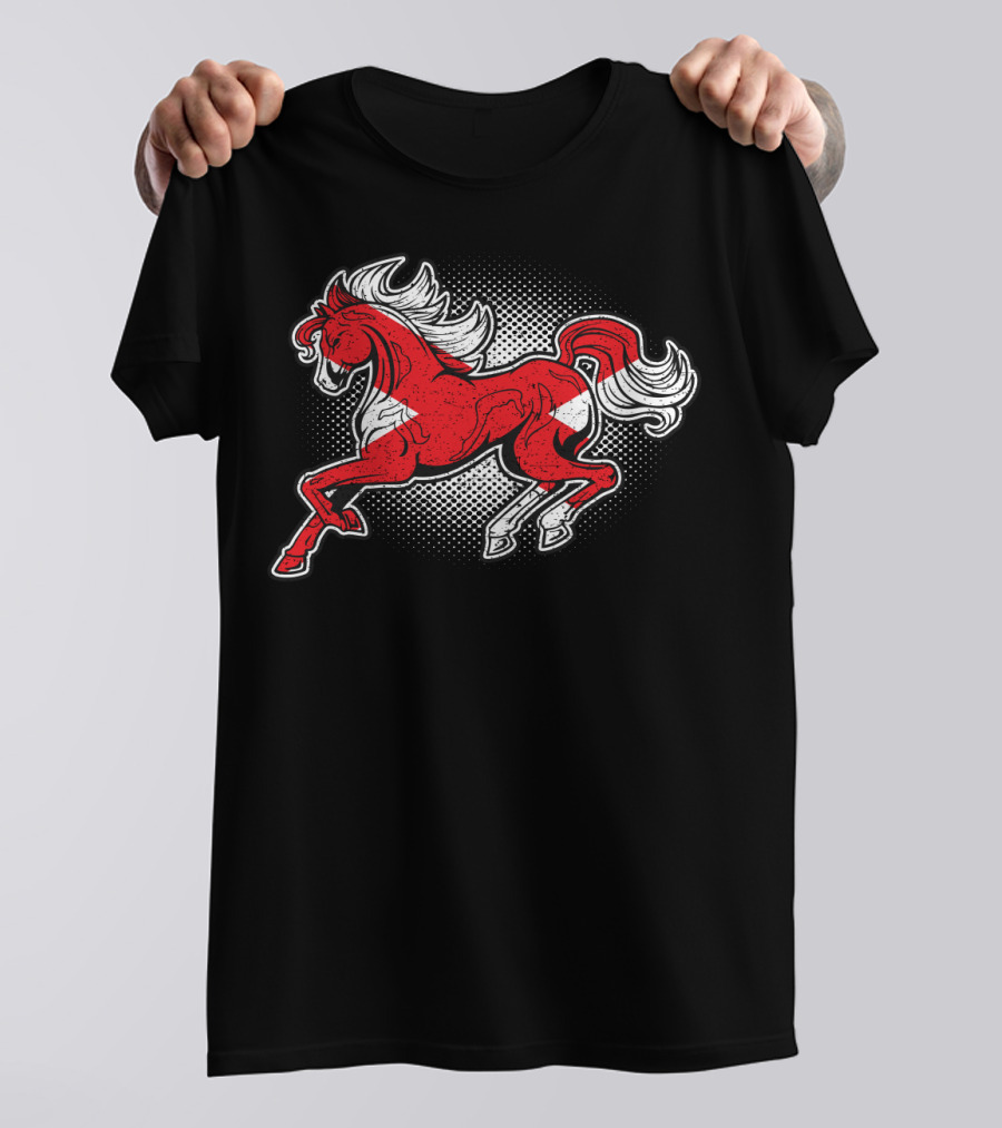 Alabama State Flag Galloping Horse Red And White Stallion T-Shirt