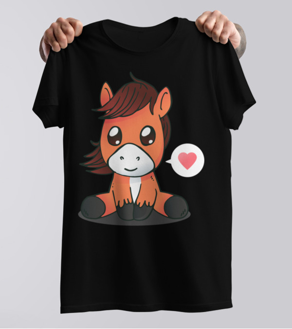 Cute Horse Heart Emoji T-Shirt