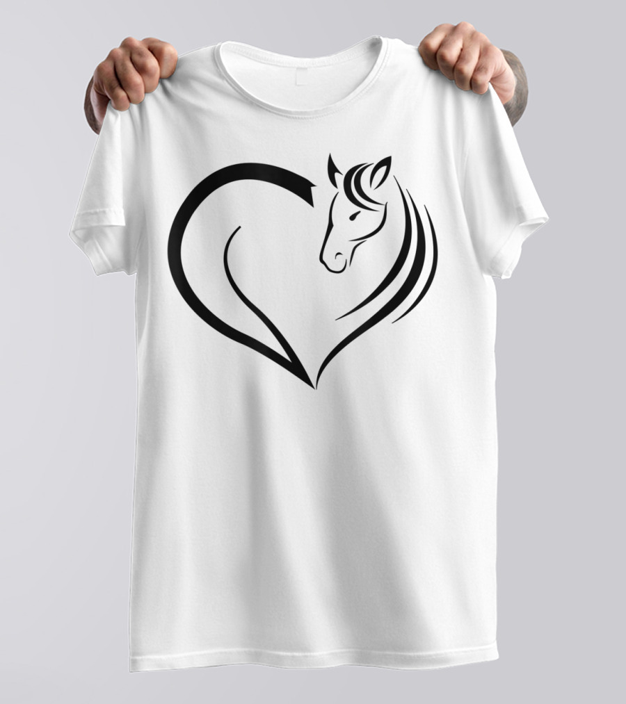 Cute Horse Heart Yellow Pink White T-Shirt