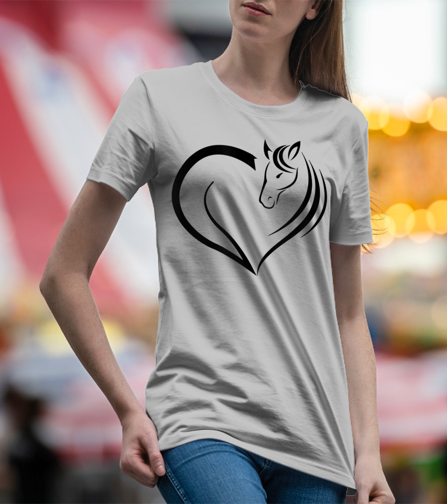 Cute Horse Heart Yellow Pink White T-Shirt