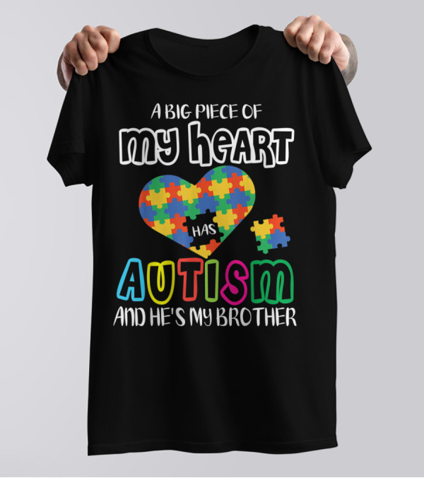 My Heart Has Autism Puzzle Piece Brother T-Shirt