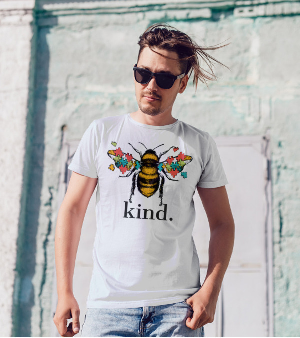 Autism Awareness Kind Bee With Puzzle Piece Wings T-Shirt