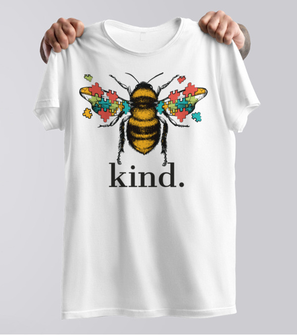 Autism Awareness Kind Bee With Puzzle Piece Wings T-Shirt