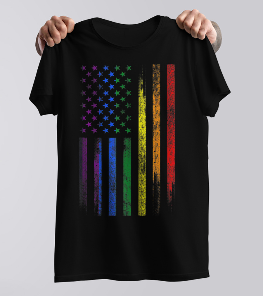 USA Rainbow Flag Gay Pride Symbol T-Shirt