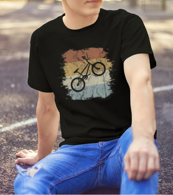 Vintage BMX Bike Silhouette On Retro T-Shirt