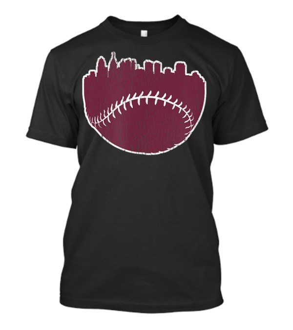 Vintage Philadelphia Cityscape Baseball Stitch Skyline T-Shirt