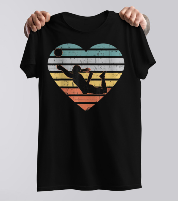 Vintage Volleyball Teen Girls Heart T-Shirt