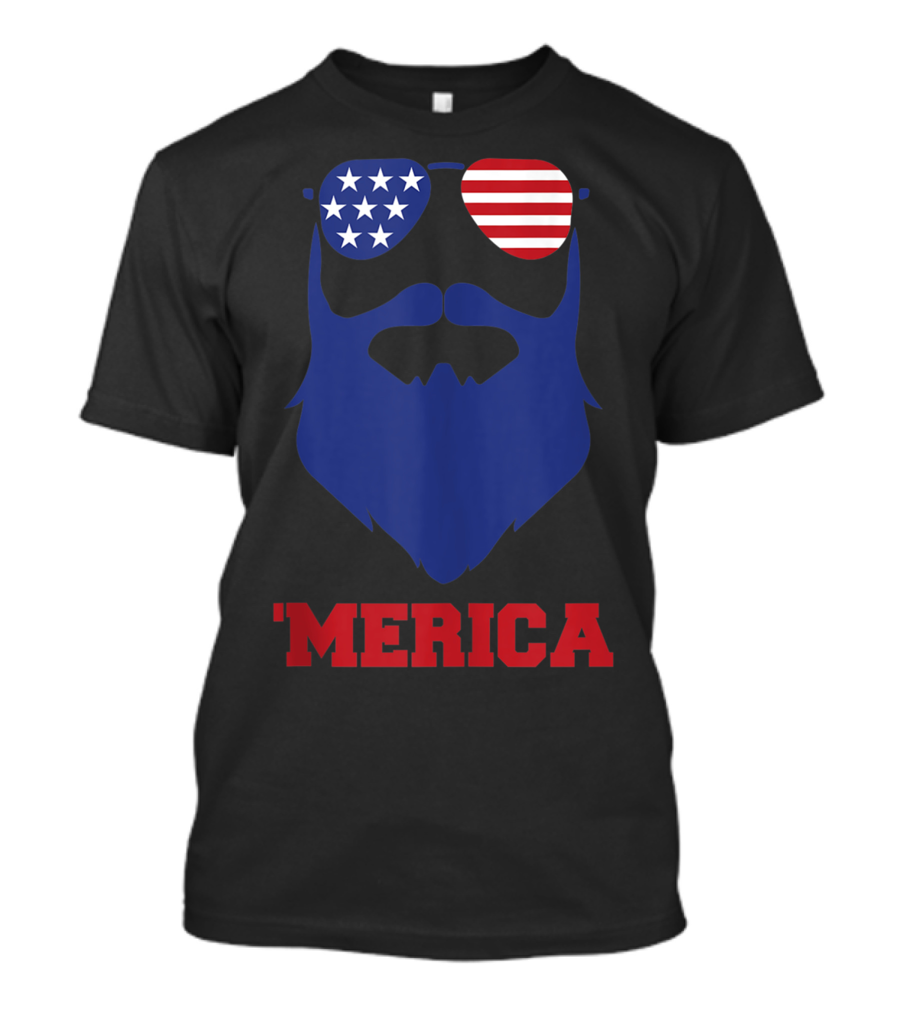 'Merica Beard USA Flag Glasses 4th Of July T-Shirt