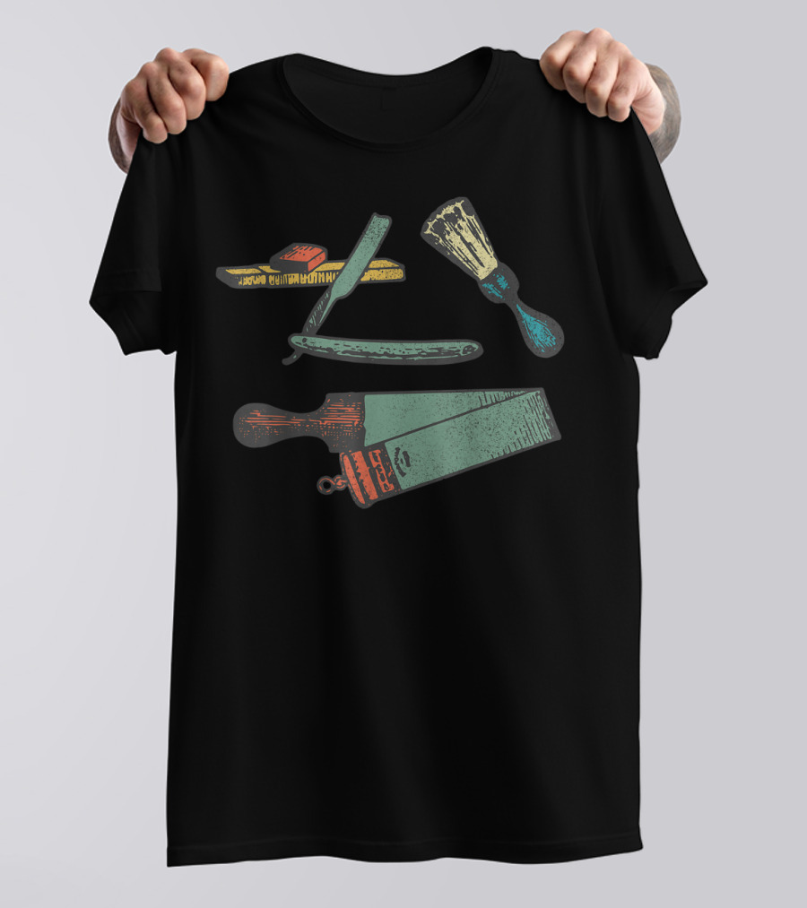 Barbershop Tools Vintage Shaving Straight Razor Brush T-Shirt