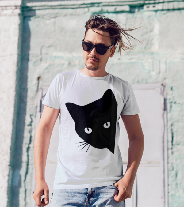 Cat Lover Ladies Spy Cat Hidden Peeking Cat T-Shirt
