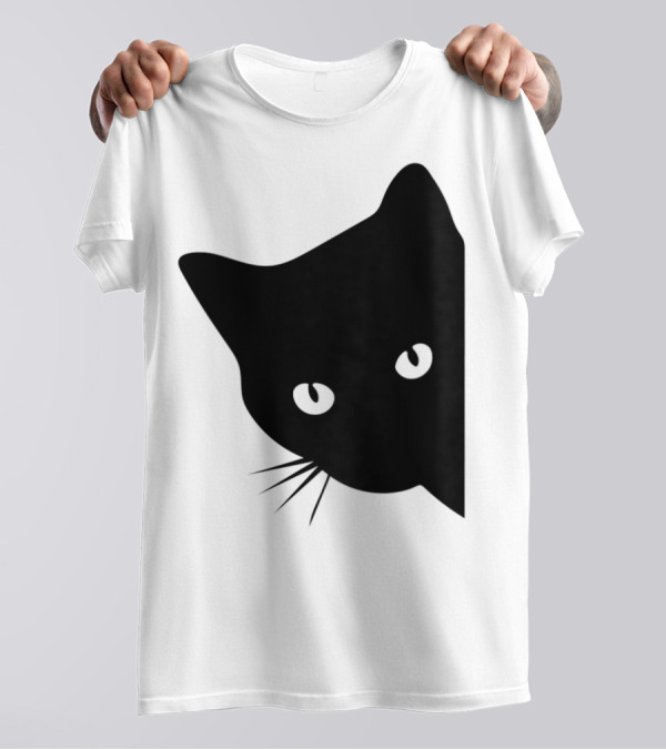 Cat Lover Ladies Spy Cat Hidden Peeking Cat T-Shirt