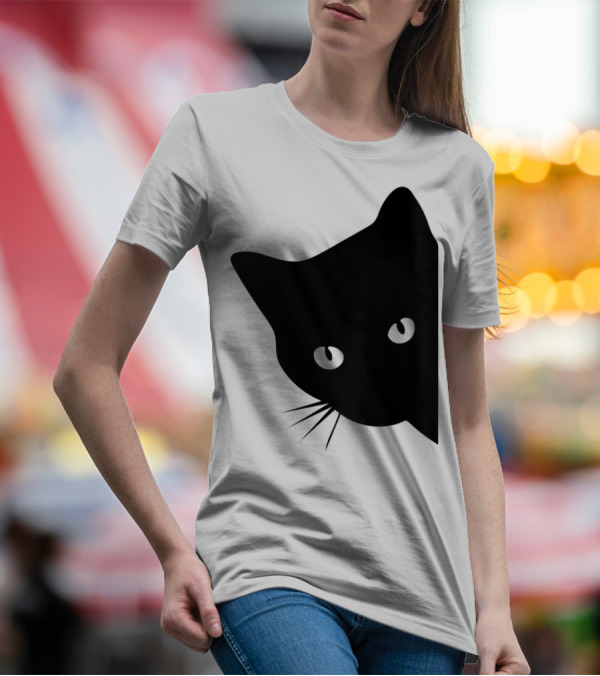 Cat Lover Ladies Spy Cat Hidden Peeking Cat T-Shirt