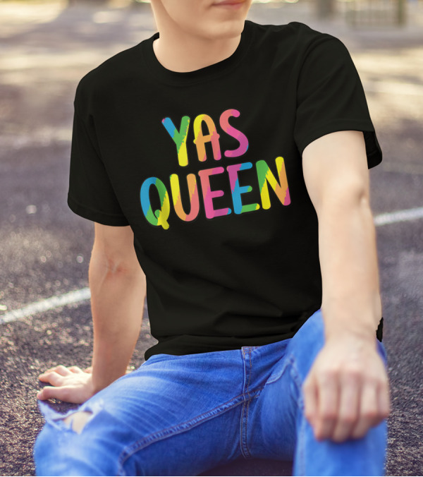 Yas Queen Colorful Pride Letters T-Shirt