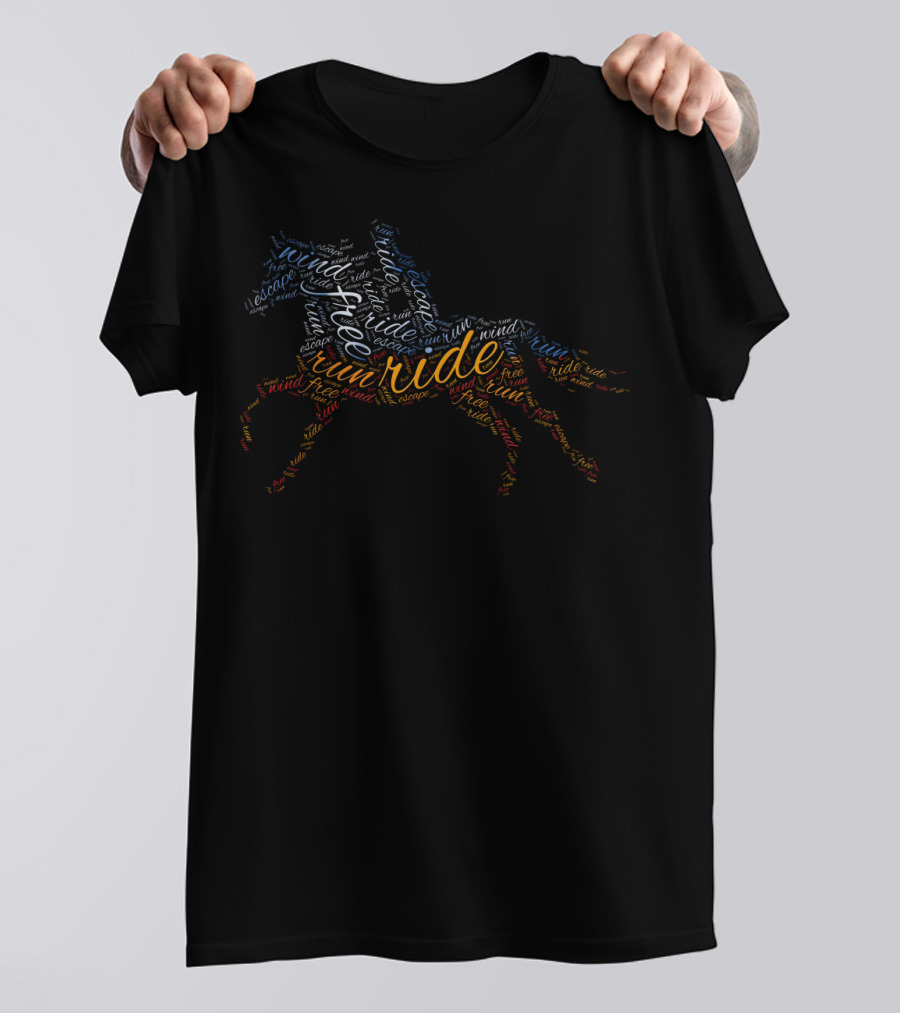 Run Ride Free Wind Escape Horseback Rider Themed T-Shirt