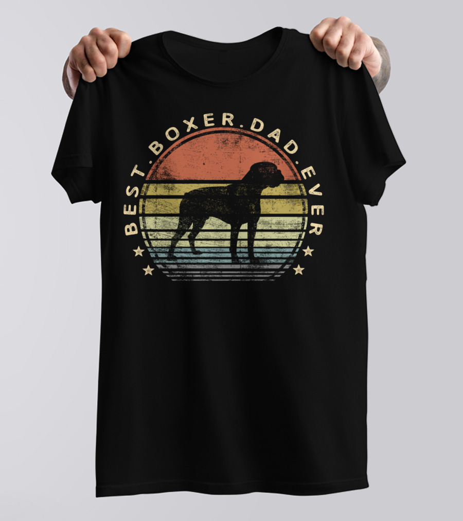 Best Boxer Dad Ever Vintage Dog Lover Father's Day T-Shirt