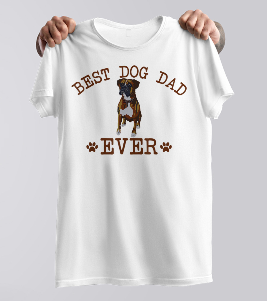 Best Boxer Dog Dad Ever Father's Day Paw Prints T-Shirt