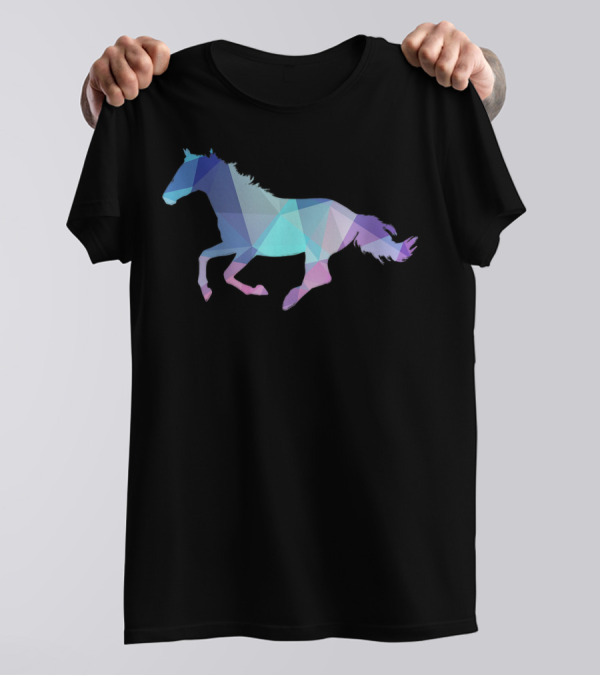 Horse Love Colorful Abstract Horse Triangles T-Shirt