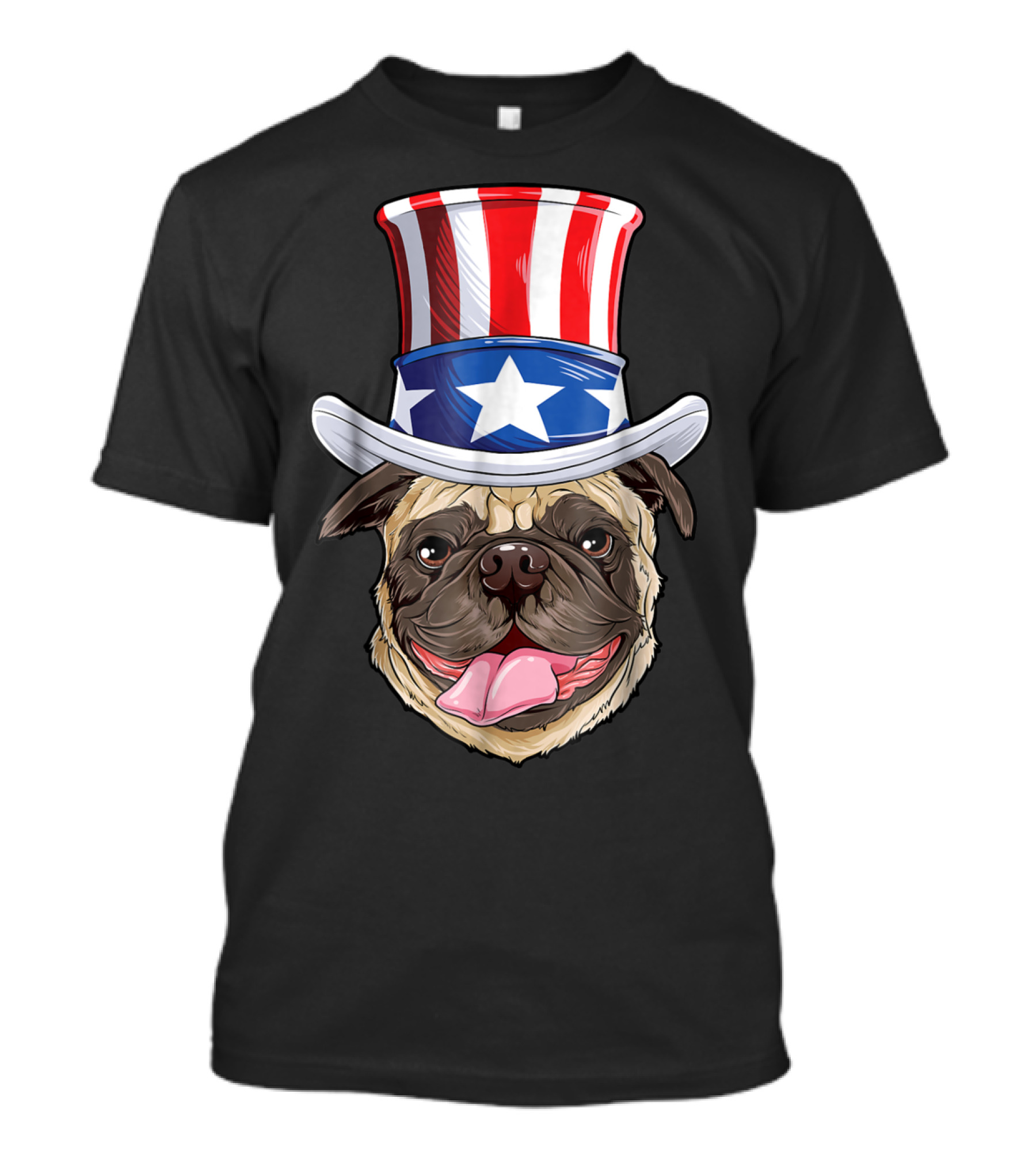 Pug Wearing Uncle Sam Hat 4th Of July Boys Kids American T-Shirt
