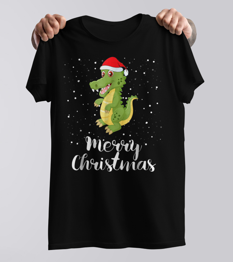 Merry Christmas Crocodile Family Group Matching Holiday Pajamas T-Shirt