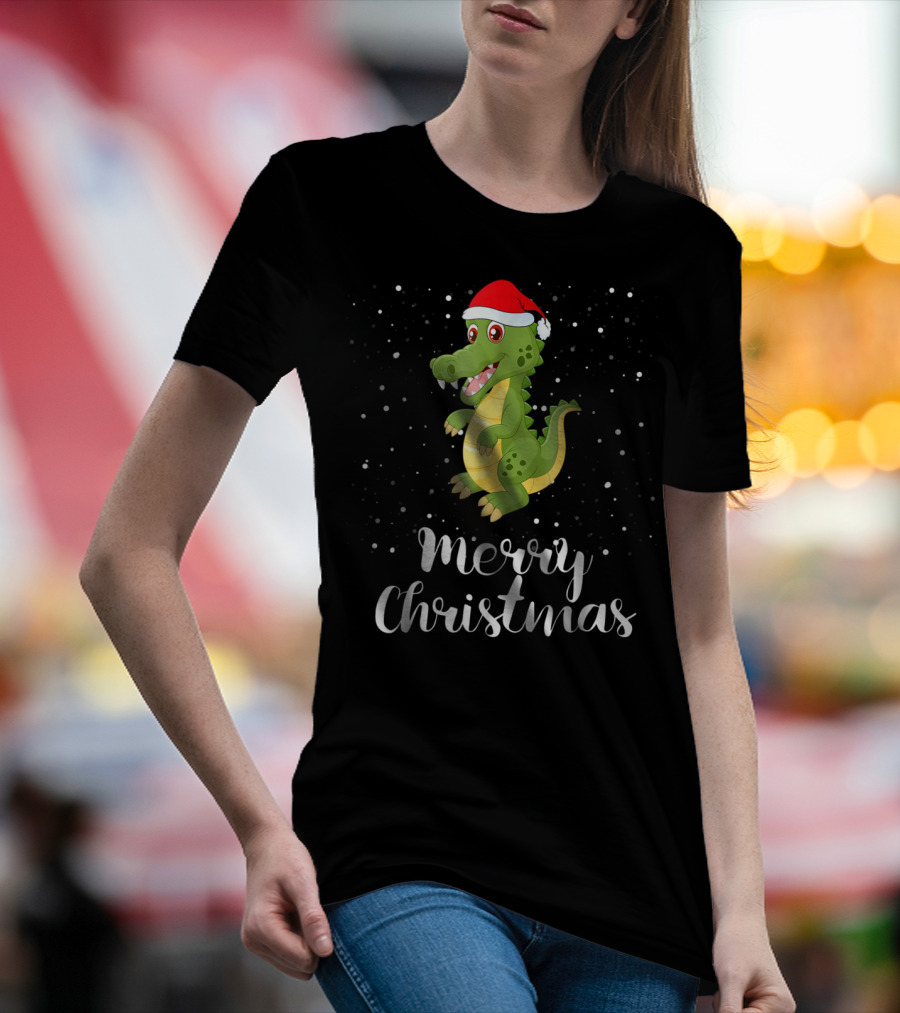 Merry Christmas Crocodile Family Group Matching Holiday Pajamas T-Shirt