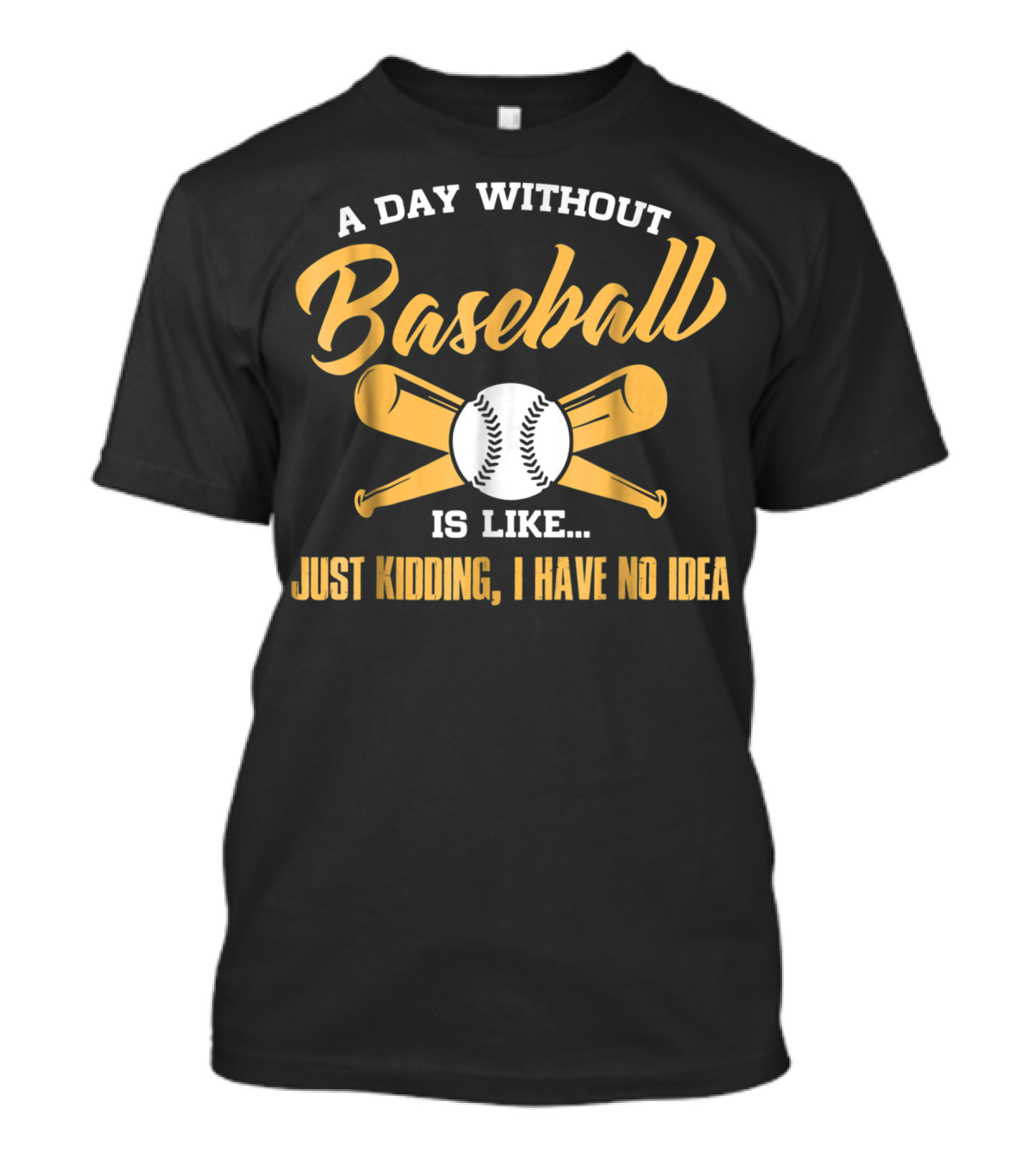 A Day Without Baseball Is Like Just Kidding I Have No Idea Baseball Lover Cool Player Coach Fan T-Shirt