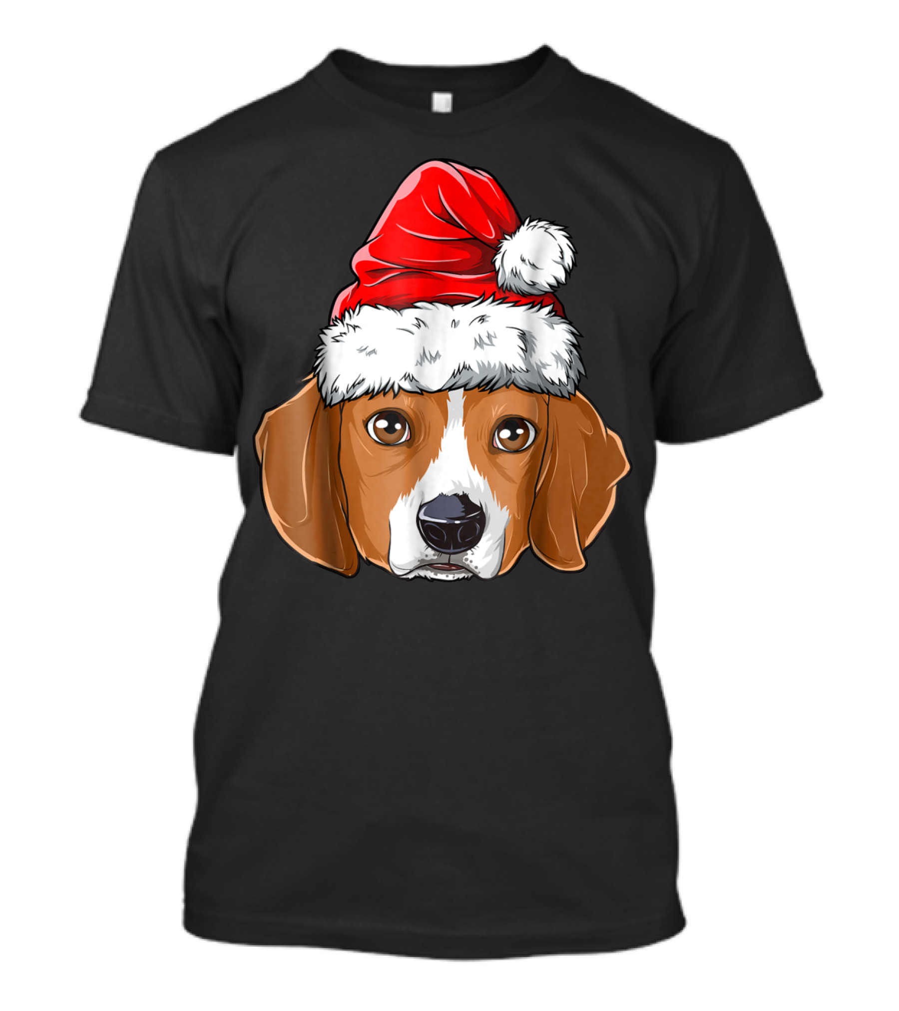 Santa Beagle In Red Christmas Hat T-Shirt
