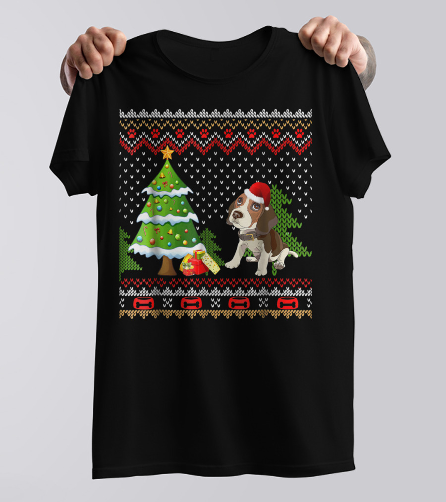 Beagles Santa Christmas UglyDog Festive Sweater Tree Snowflakes T-Shirt