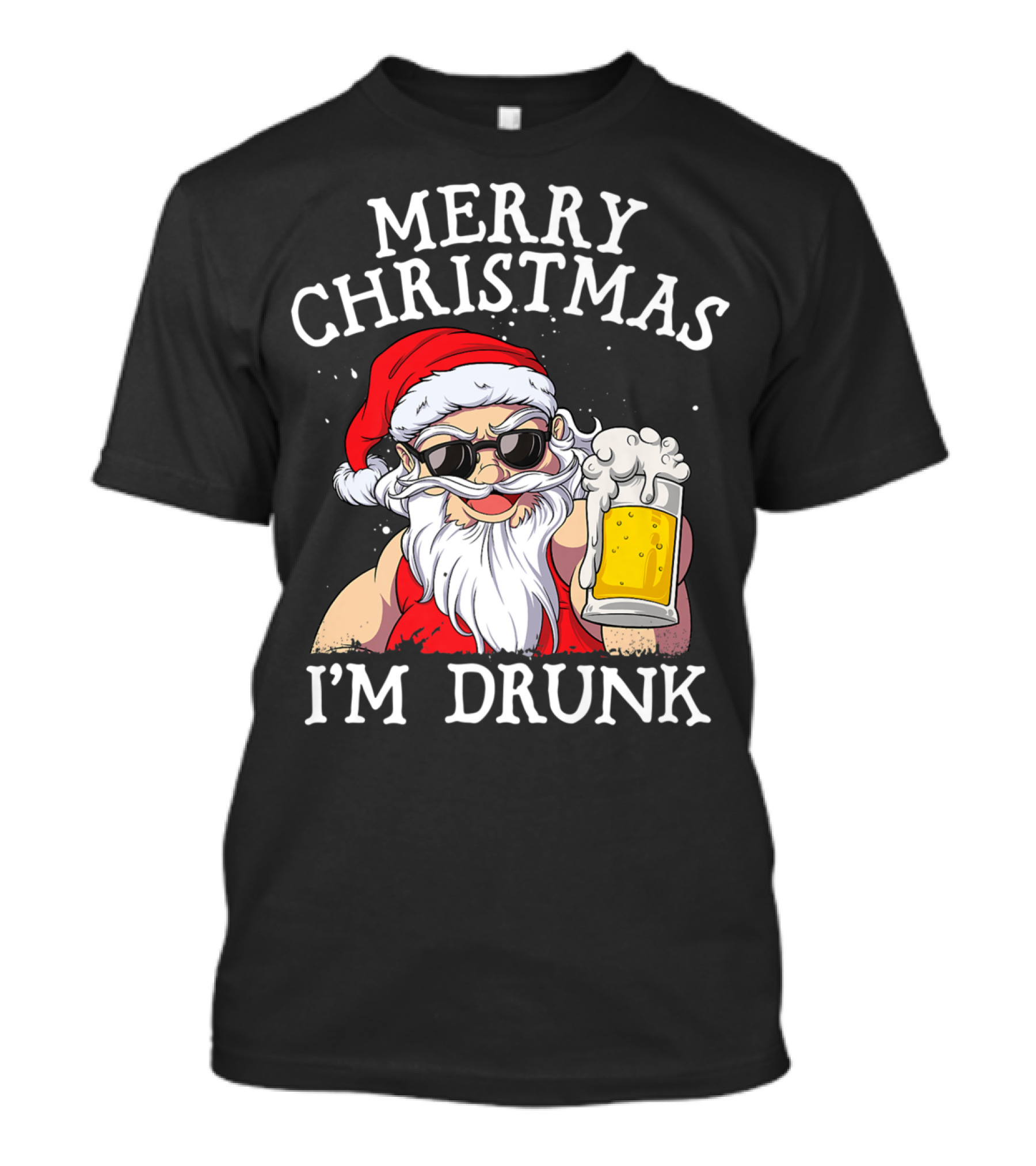 Merry Christmas I'm Drunk Santa Holding Beer Mug T-Shirt