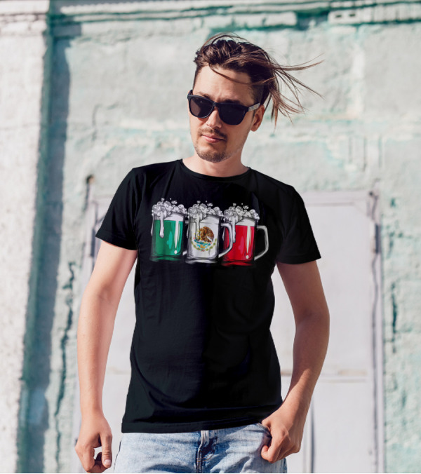 Cinco De Mayo Mexican Flag Beer Mugs Women Mexico T-Shirt