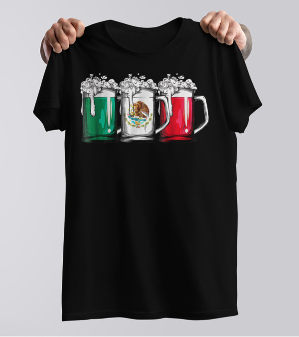 Cinco De Mayo Mexican Flag Beer Mugs Women Mexico T-Shirt