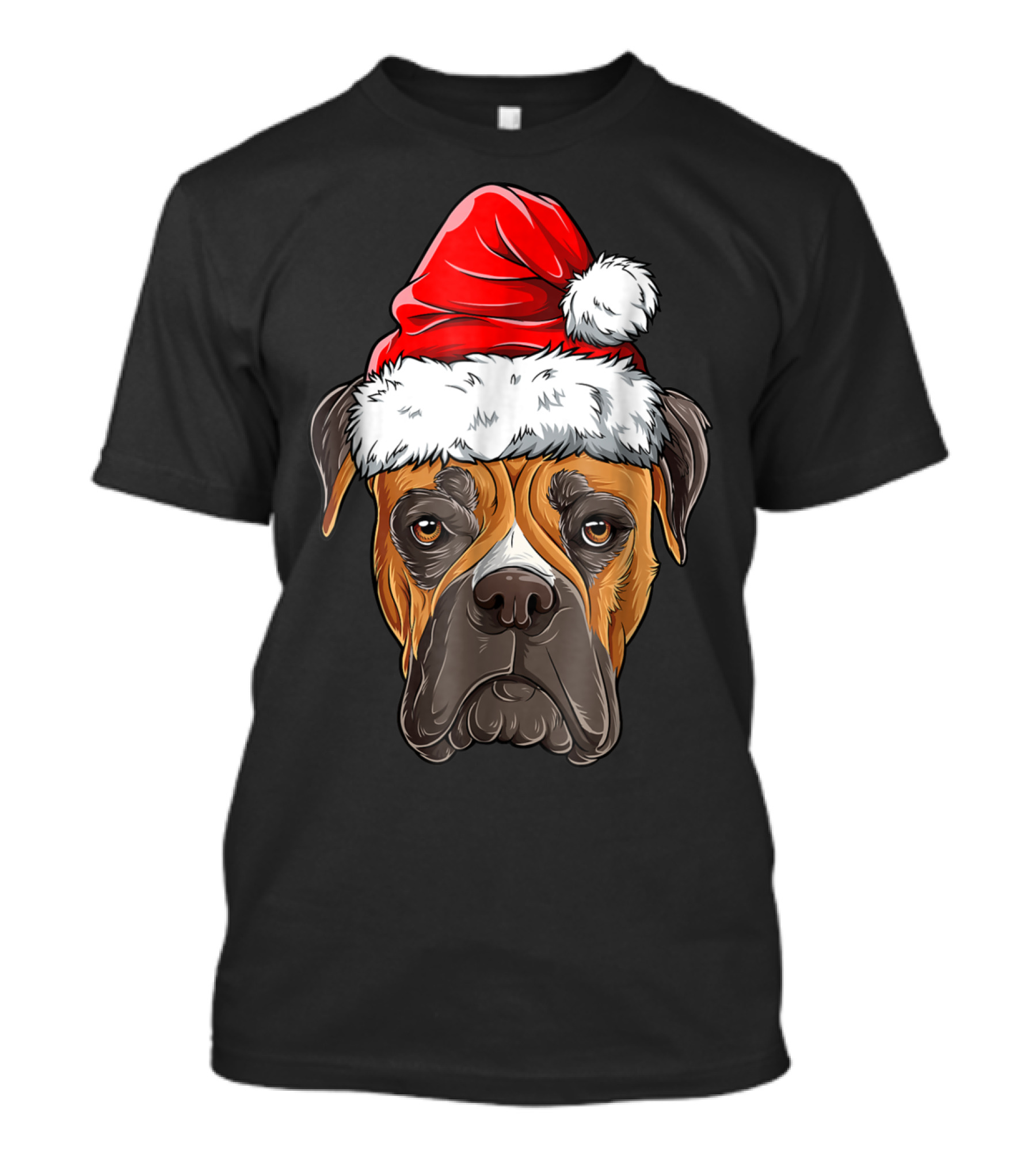 Boxer Dog Wearing Santa Hat Holiday Fun T-Shirt