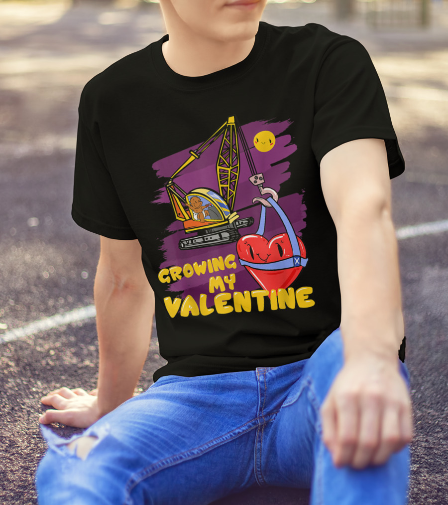 Boys Valentine Kids Child Growing My Valentine Heart T-Shirt