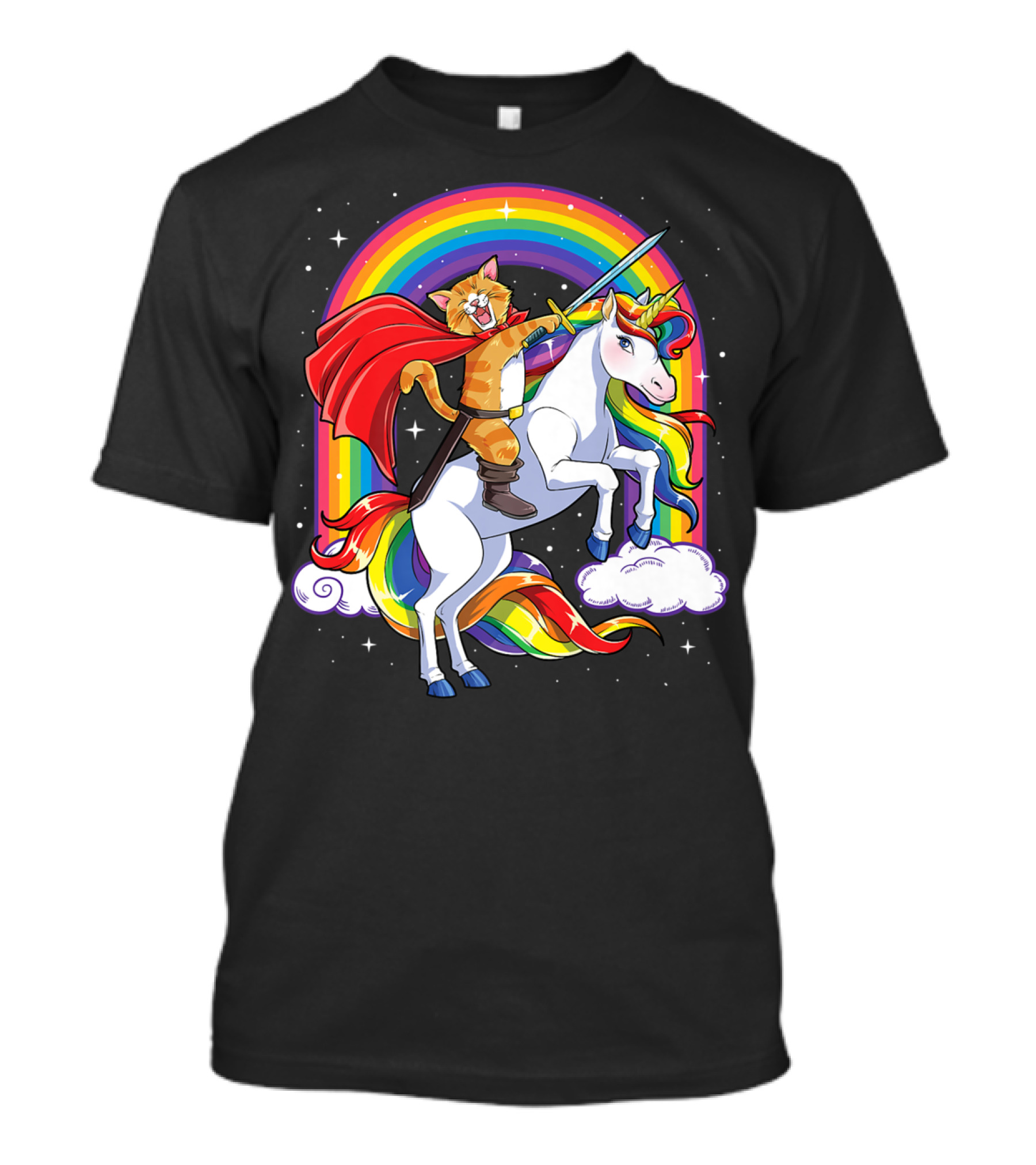 Cat Unicorn Kids Space Galaxy Caticorn Rainbow Hero Adventure T-Shirt