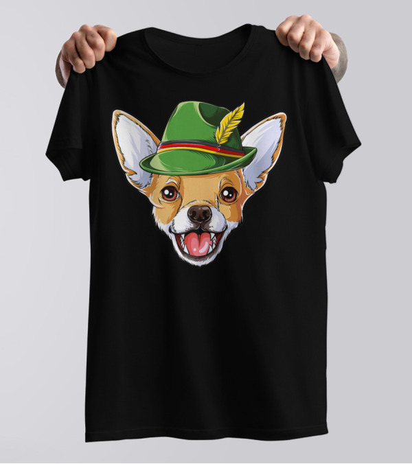 Chihuahua Oktoberfest Kids Boys Lederhosen Bavarian Hat T-Shirt