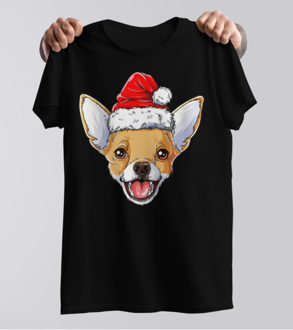 Chihuahua Santa Christmas Kids Xmas Holiday Cheer T-Shirt