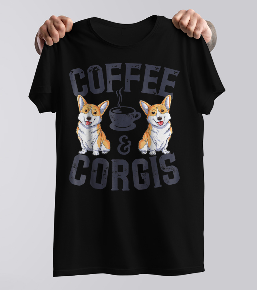 Coffee And Corgis Welsh Corgi Kids Boys Dog 15 T-Shirt