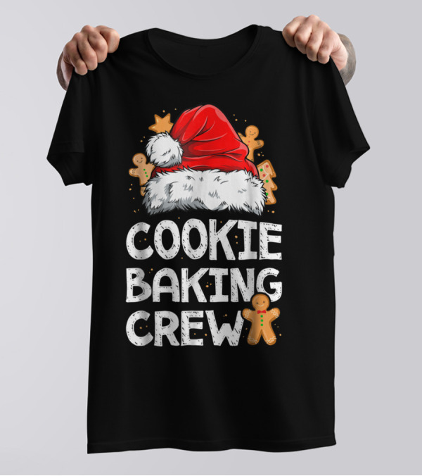 Santa Hat Gingerbread Cookie Baking Crew Christmas T-Shirt