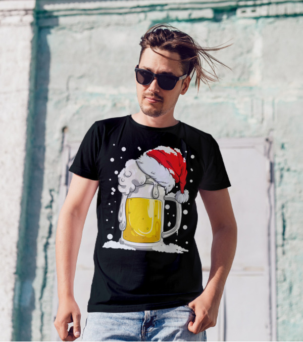 Beer Santa Hat Christmas Snow Xmas T-Shirt
