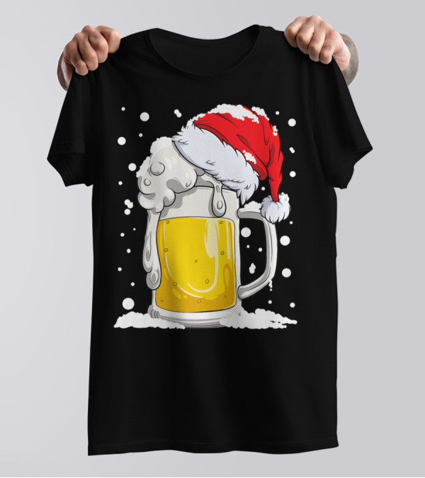 Beer Santa Hat Christmas Snow Xmas T-Shirt