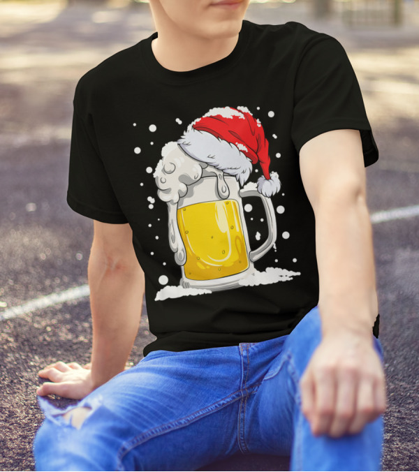 Beer Santa Hat Christmas Snow Xmas T-Shirt