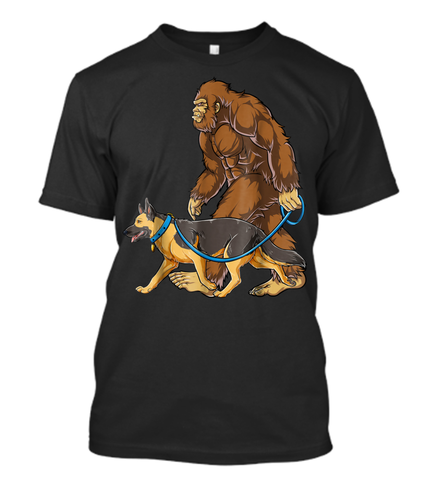 Bigfoot Walking German Shepherd T-Shirt