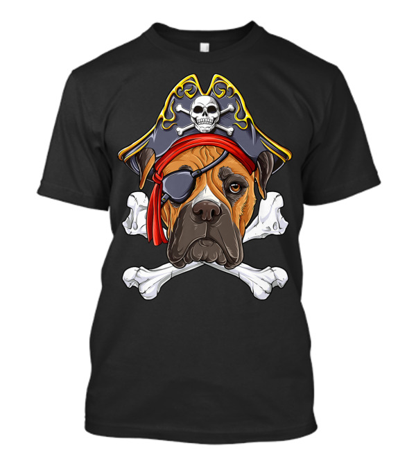 Boxer Pirate Jolly Roger Flag Skull And Crossbones Hat Eye Patch T-Shirt