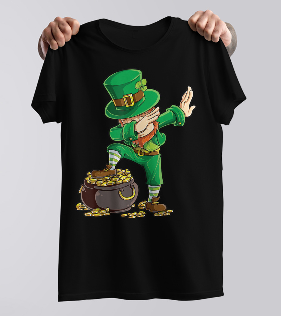Boys St Patricks Day Kids Dabbing Leprechaun Pot Of Gold T-Shirt