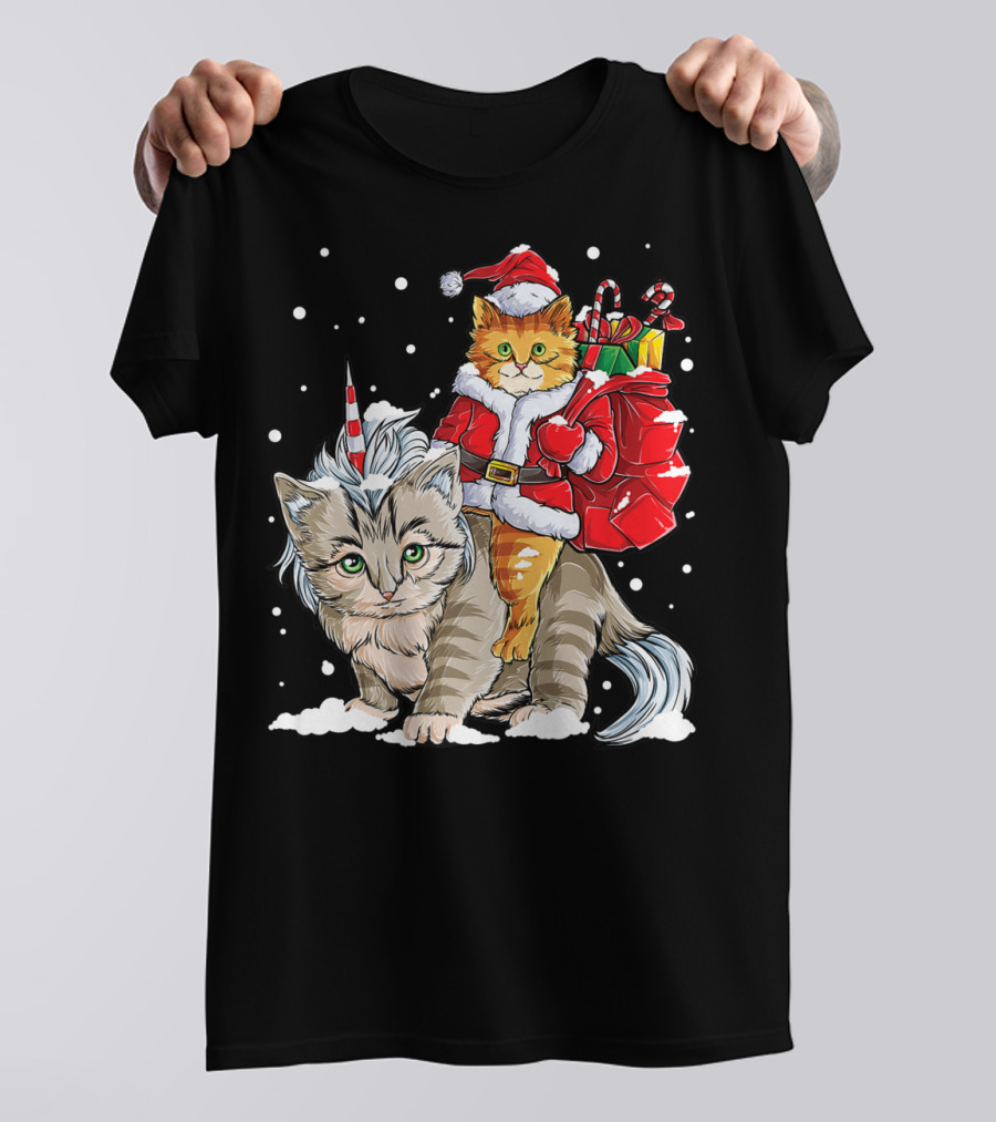 Cat Christmas Santa Caticorn Unicorn Meowy TT T-Shirt