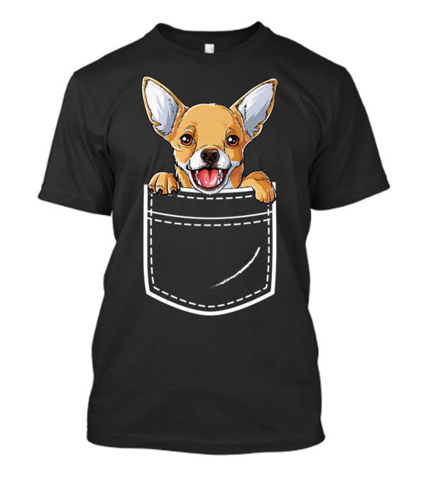 Chihuahua Puppy Peeking From Front Pocket T-Shirt