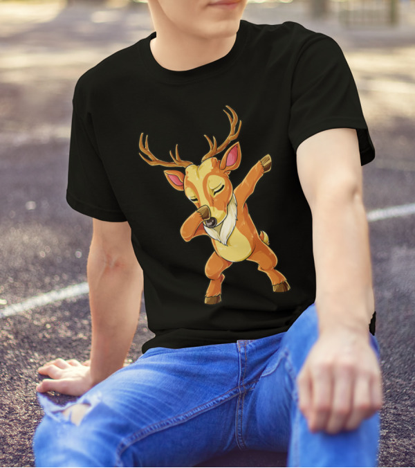 Christmas Boys Dabbing Reindeer T-Shirt
