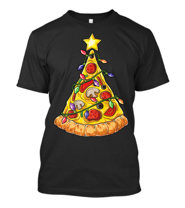Christmas Pizza Tree With Star And Lights T-Shirt