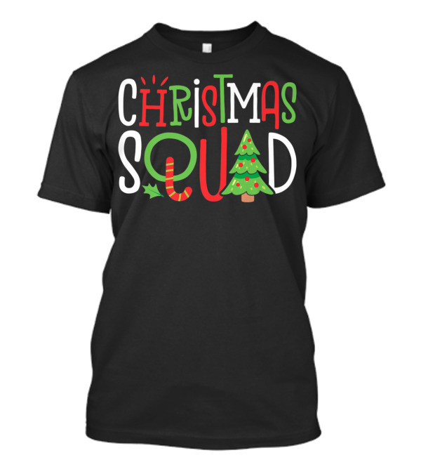 Christmas Squad Family Tree Candy Cane Holiday T-Shirt